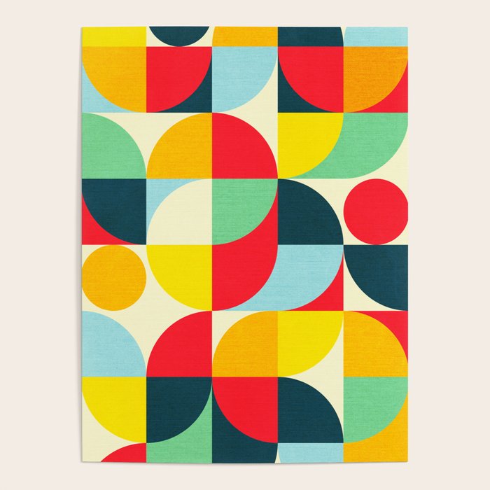 Mid Century Bauhaus Geometric Pattern Poster Gallery Image 1