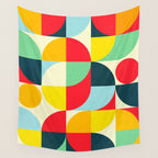 Mid Century Bauhaus Geometric Pattern Wall Tapestry Gallery Image 4