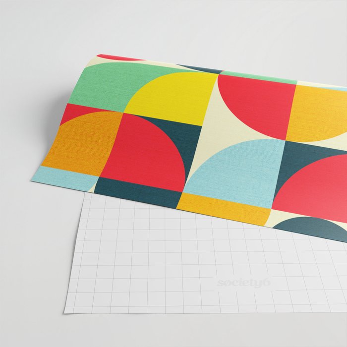 Mid Century Bauhaus Geometric Pattern Wrapping Paper Gallery Image 2