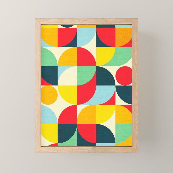 Mid Century Bauhaus Geometric Pattern Mini Art Print Gallery Image 1
