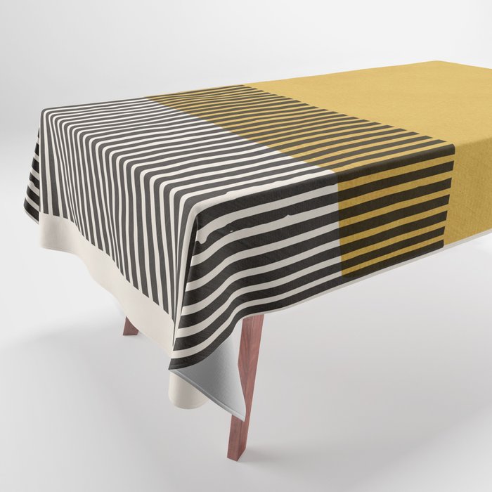 Mustard and Black Minimalist Original Art Tablecloth Gallery Image 1