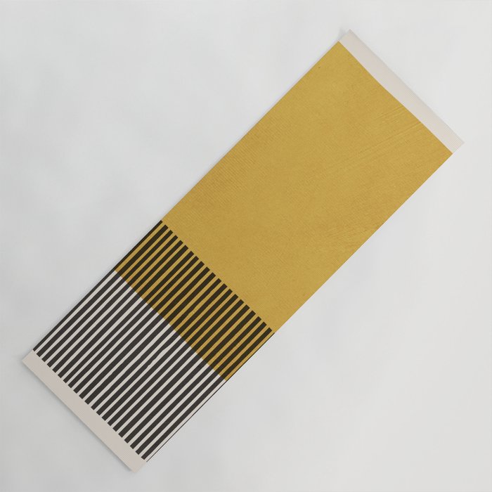Mustard and Black Minimalist Original Art Yoga Mat