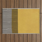 Mustard and Black Minimalist Original Art Outdoor Rug Gallery Image 1