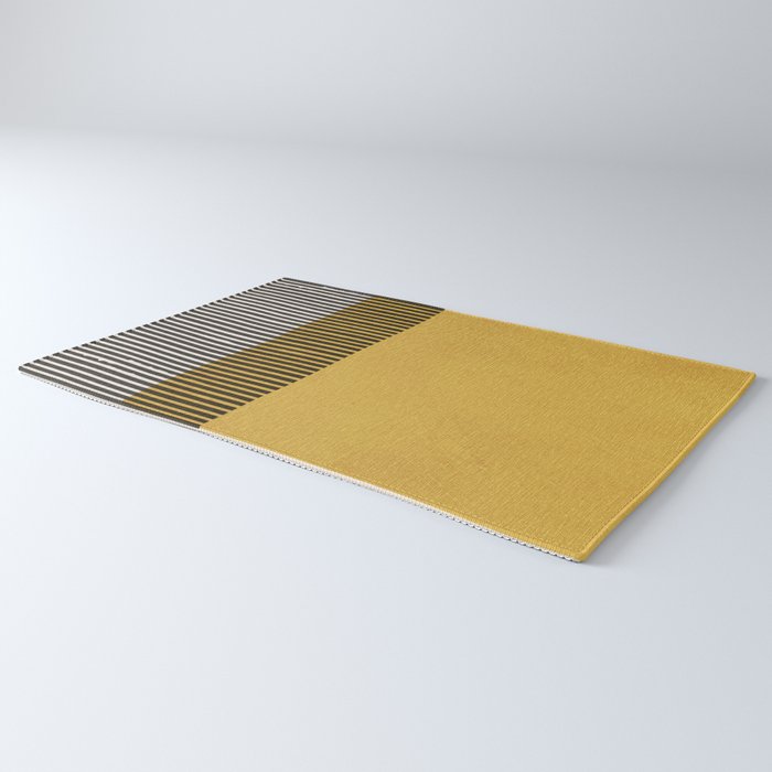 Mustard and Black Minimalist Original Art Rug Gallery Image 3