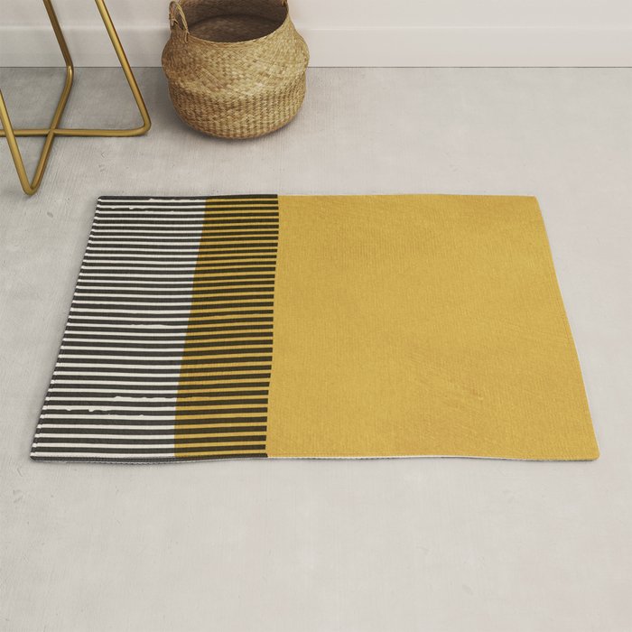 Mustard and Black Minimalist Original Art Rug Gallery Image 1