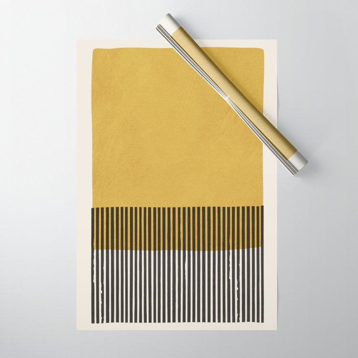 Mustard and Black Minimalist Original Art Wrapping Paper Gallery Image 1