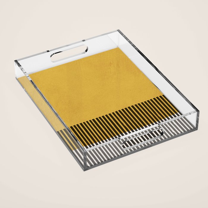 Mustard and Black Minimalist Original Art Acrylic Tray Gallery Image 1