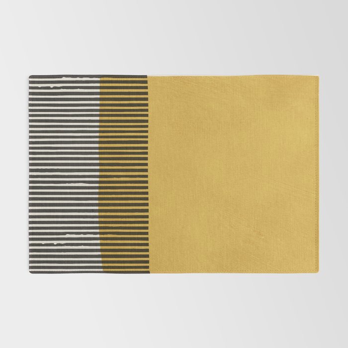 Mustard and Black Minimalist Original Art Rug Gallery Image 2