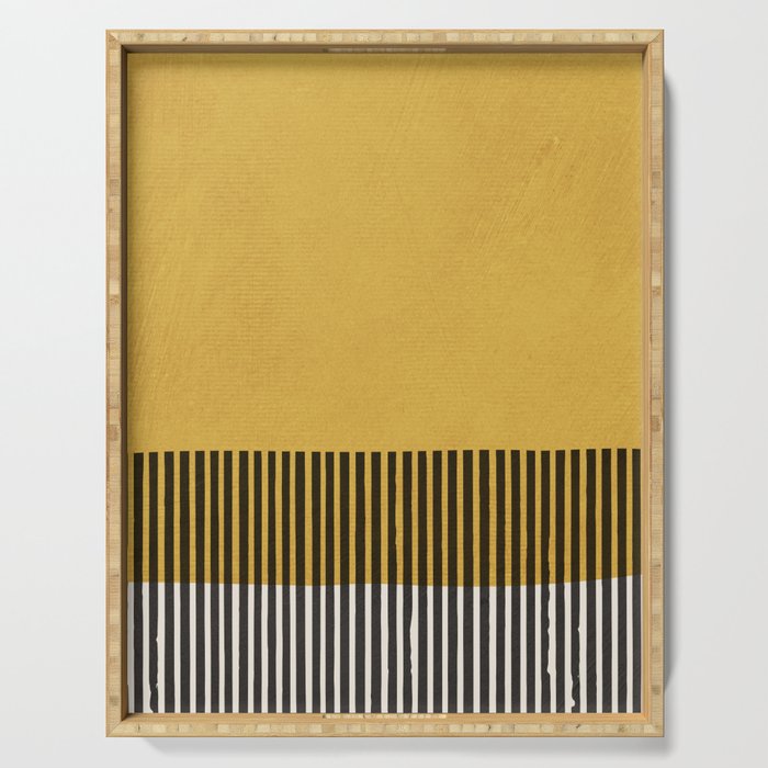 Mustard and Black Minimalist Original Art Serving Tray Gallery Image 1