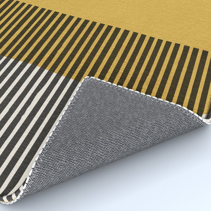 Mustard and Black Minimalist Original Art Rug Gallery Image 4