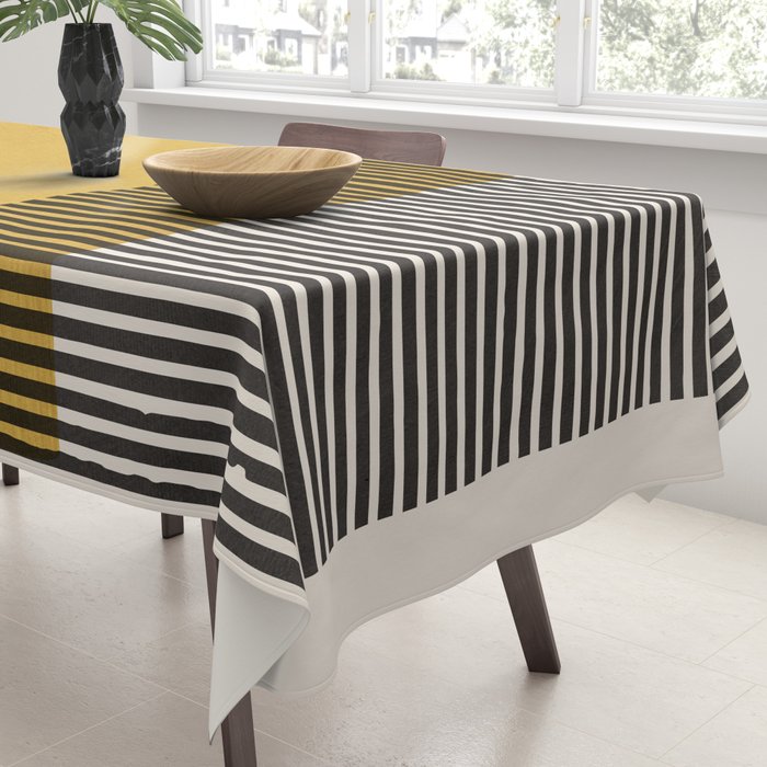 Mustard and Black Minimalist Original Art Tablecloth Gallery Image 3