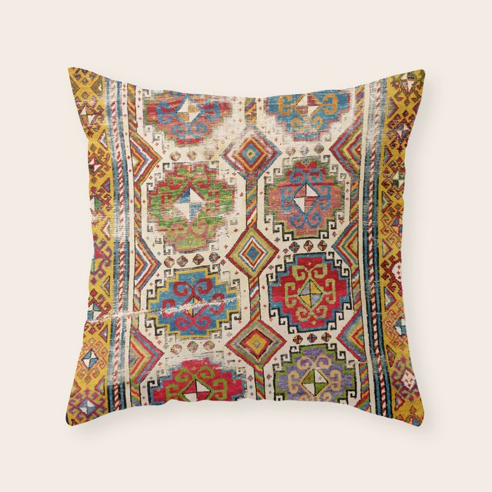 Moghan Southeast Caucasus Antique Rug Print Throw Pillow Gallery Image 6