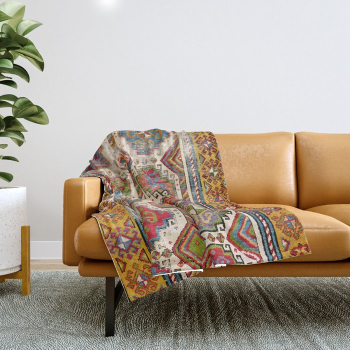 Moghan Southeast Caucasus Antique Rug Print Throw Blanket Gallery Image 1