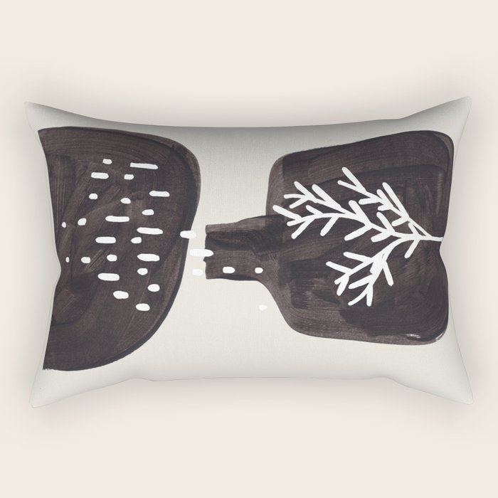 Mid Century Minimalist Black Ink Tribal Vase Abstract Vase Shapes Floral Plant Rectangular Pillow Gallery Image 2