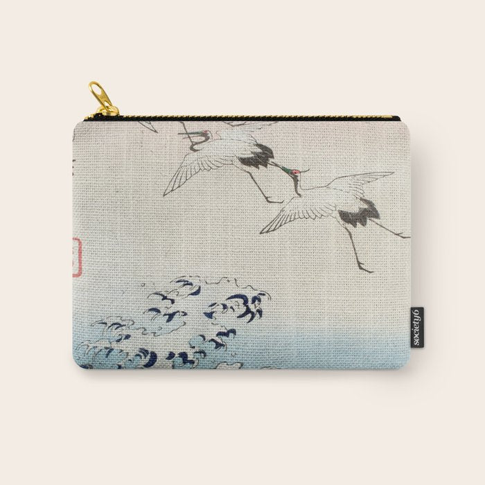 Hiroshige Cranes Flying over Waves  Carry All Pouch Gallery Image 1