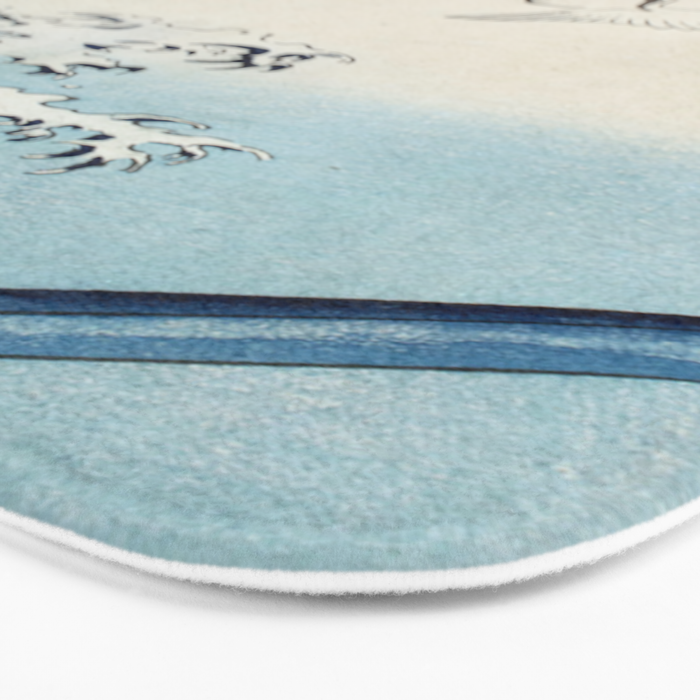 Hiroshige Cranes Flying over Waves  Bath Mat Gallery Image 3