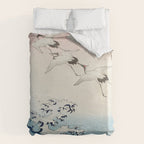 Hiroshige Cranes Flying over Waves  Duvet Cover Gallery Image 6