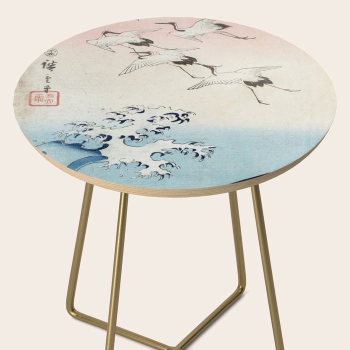 Hiroshige Cranes Flying over Waves  Side Table Gallery Image 2