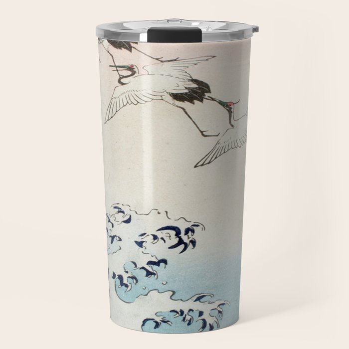 Hiroshige Cranes Flying over Waves  Travel Mug Gallery Image 1