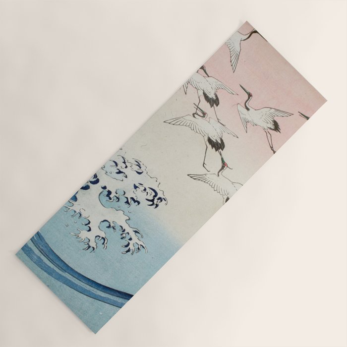 Hiroshige Cranes Flying over Waves  Yoga Mat Gallery Image 1