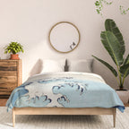 Hiroshige Cranes Flying over Waves  Comforter Gallery Image 3
