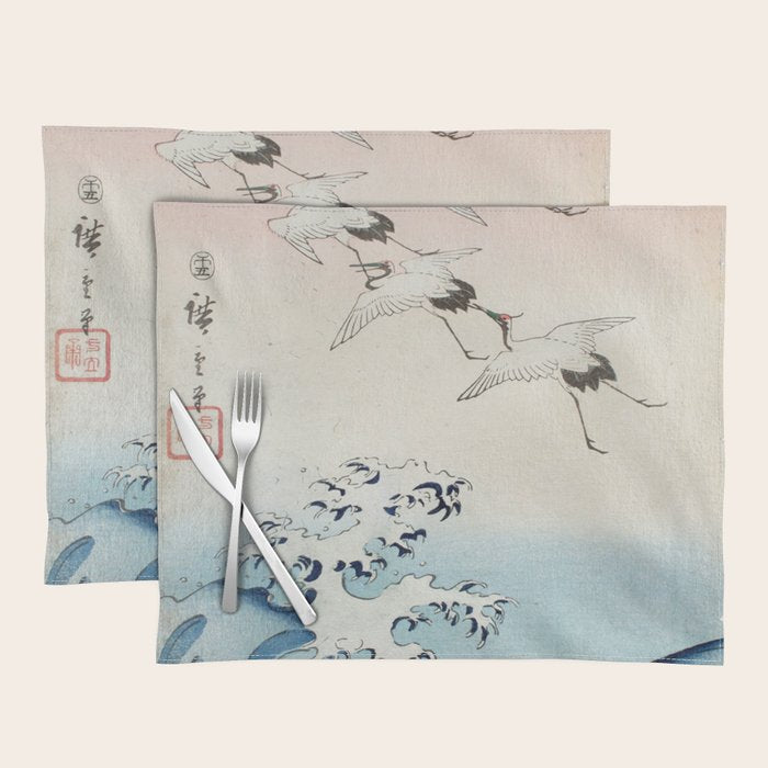 Hiroshige Cranes Flying over Waves  Placemat Gallery Image 1