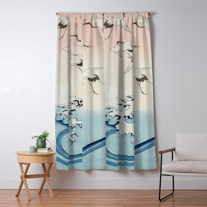 Hiroshige Cranes Flying over Waves  Window Curtain Gallery Image 5