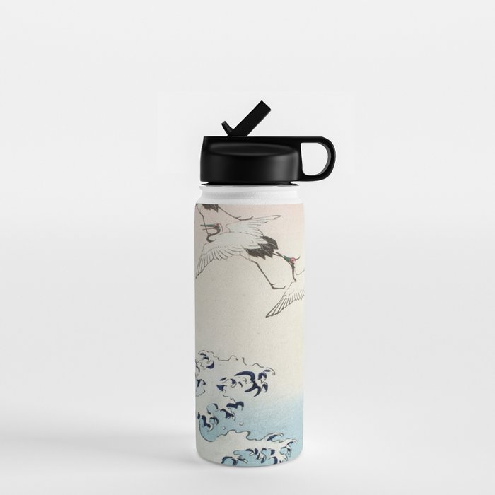 Hiroshige Cranes Flying over Waves  Water Bottle Gallery Image 1