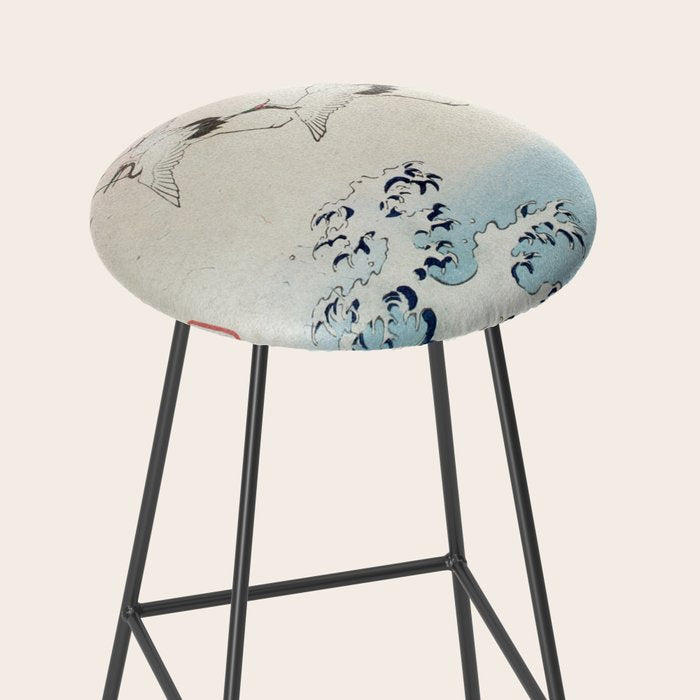 Hiroshige Cranes Flying over Waves  Stool Gallery Image 2