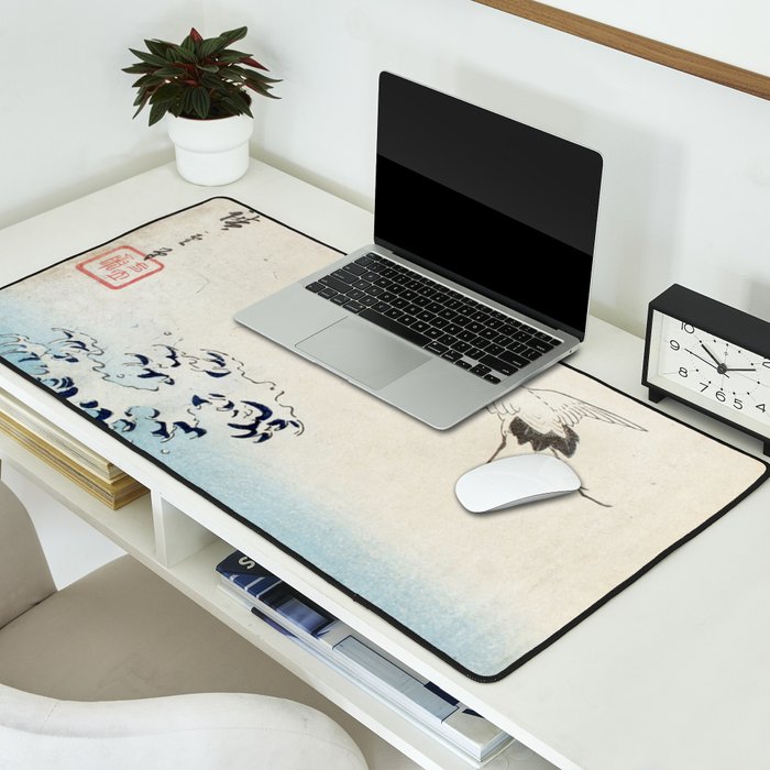 Hiroshige Cranes Flying over Waves  Desk Mat Gallery Image 2
