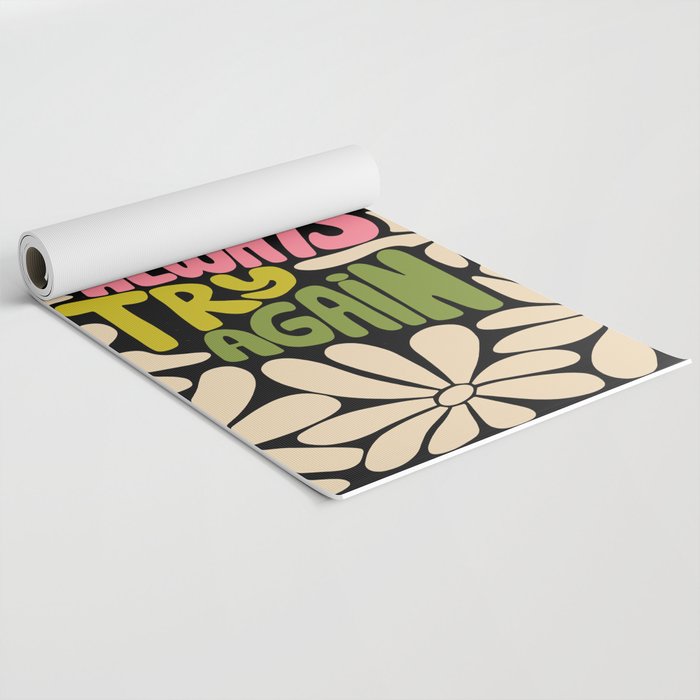 Retro Floral Lettering - You can always try again Yoga Mat Gallery Image 2
