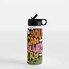 Retro Floral Lettering - You can always try again Water Bottle Gallery Image 1