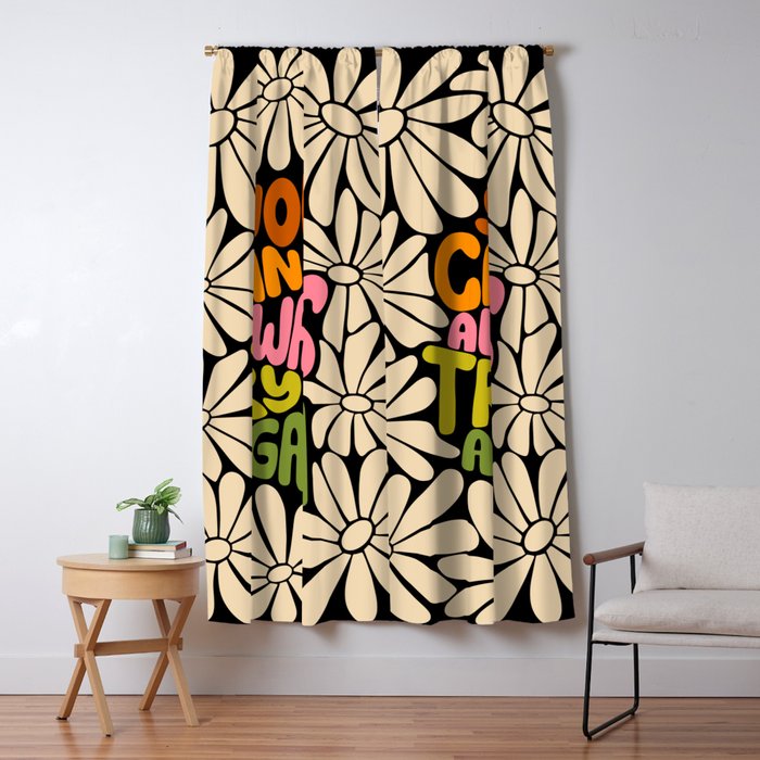 Retro Floral Lettering - You can always try again Window Curtain Gallery Image 5
