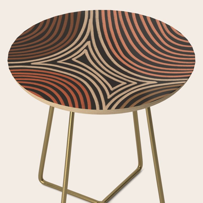 Tribal Pattern in Brown & Soft Red Side Table Gallery Image 2
