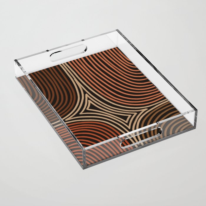 Tribal Pattern in Brown & Soft Red Acrylic Tray Gallery Image 1