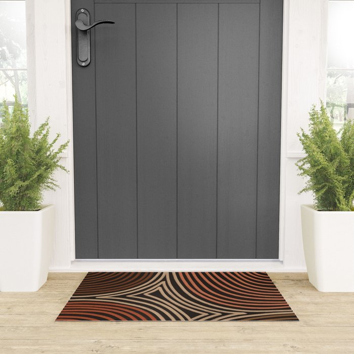 Tribal Pattern in Brown & Soft Red Welcome Mat Gallery Image 3