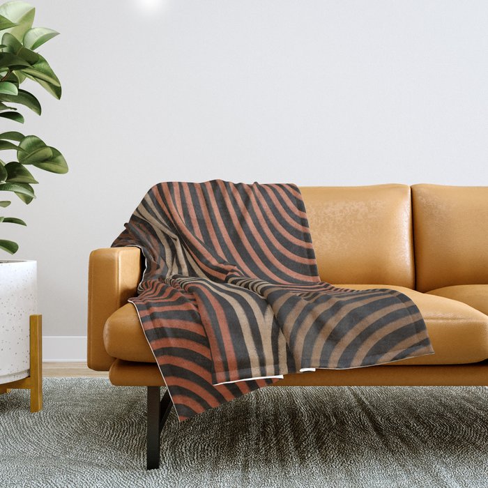 Tribal Pattern in Brown & Soft Red Throw Blanket Gallery Image 1