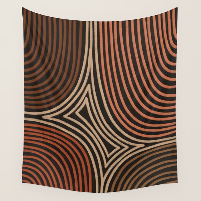 Tribal Pattern in Brown & Soft Red Wall Tapestry Gallery Image 1