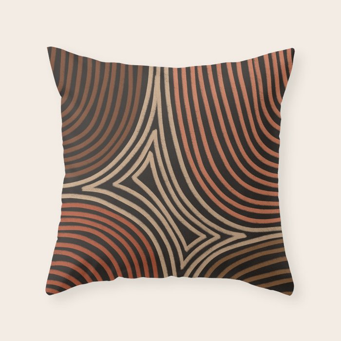 Tribal Pattern in Brown & Soft Red Throw Pillow Gallery Image 6