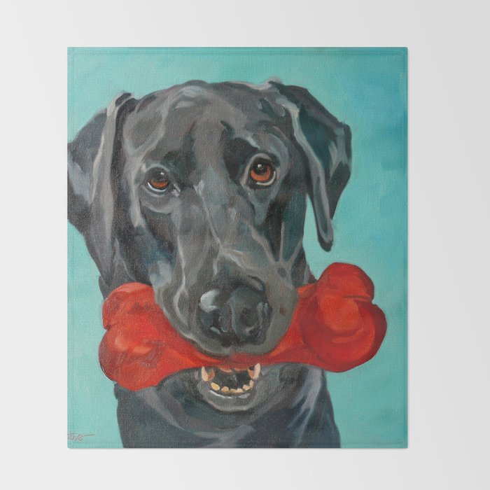 Black Labrador and a Red Bone Throw Blanket Gallery Image 2