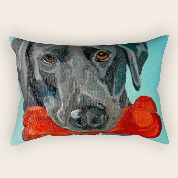 Black Labrador and a Red Bone Rectangular Pillow Gallery Image 1