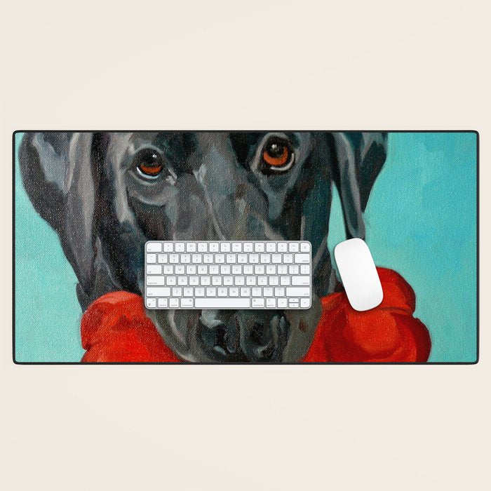 Black Labrador and a Red Bone Desk Mat Gallery Image 1