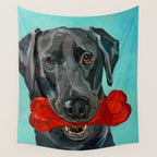 Black Labrador and a Red Bone Wall Tapestry Gallery Image 4