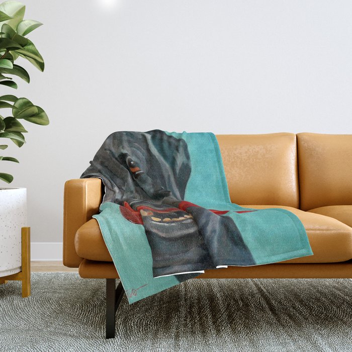 Black Labrador and a Red Bone Throw Blanket Gallery Image 1