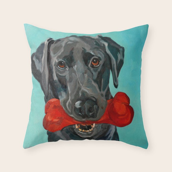 Black Labrador and a Red Bone Throw Pillow Gallery Image 1