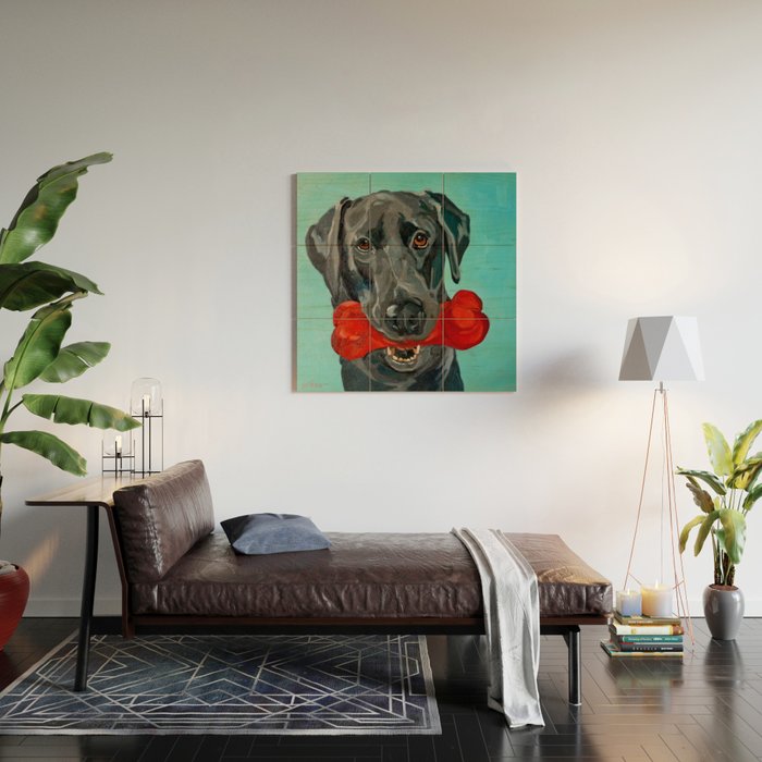 Black Labrador and a Red Bone Wood Wall Art Gallery Image 2
