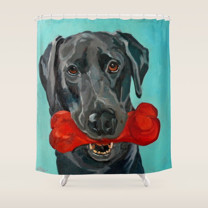 Black Labrador and a Red Bone Shower Curtain Gallery Image 1