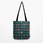 Christmas bows pattern green pink red Tote Bag Gallery Image 2