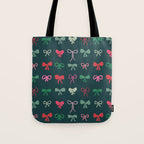 Christmas bows pattern green pink red Tote Bag Gallery Image 1