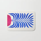 THE VASE 01: Cerise & Persian Blue Leaves Bath Mat Gallery Image 1